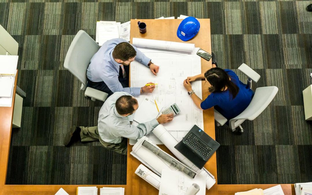 Discussing at a table
